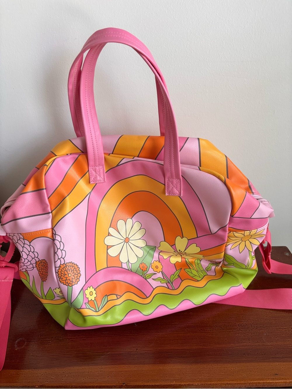 Talking Out of Turn Floral Retro Print Tote Bag skate bag crossbody bag